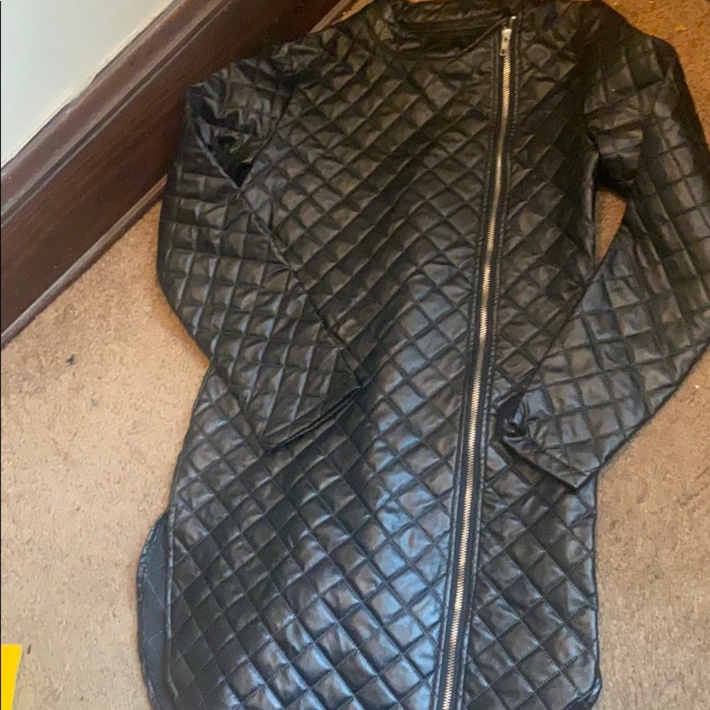 Black leather inspired dress